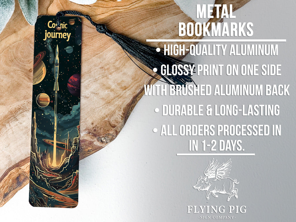 Cosmic Journey Sci-Fi Bookmark, Metal Bookmark, Space Themed, Book Lover Gift, Reading Accessory — photo 4
