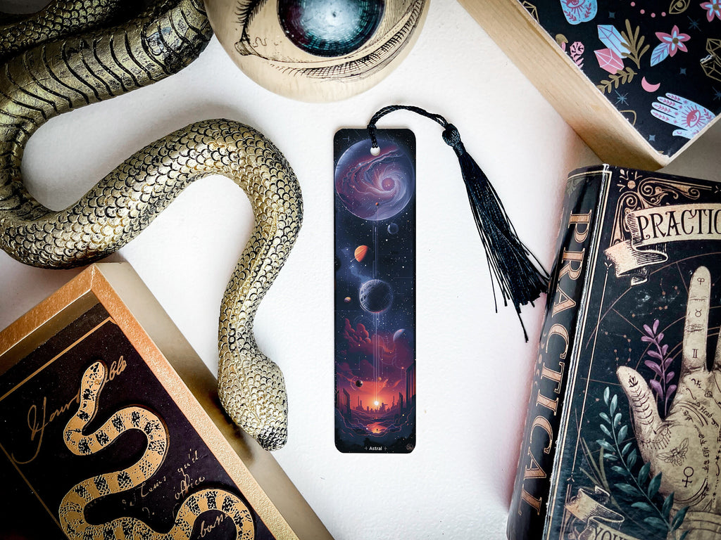 Astral Sci-Fi Metal Bookmark, Space-Themed Reading Accessory, Unique Book Lover Gift, Outer Space Bookmark, Galaxy Design Book Marker — photo 1