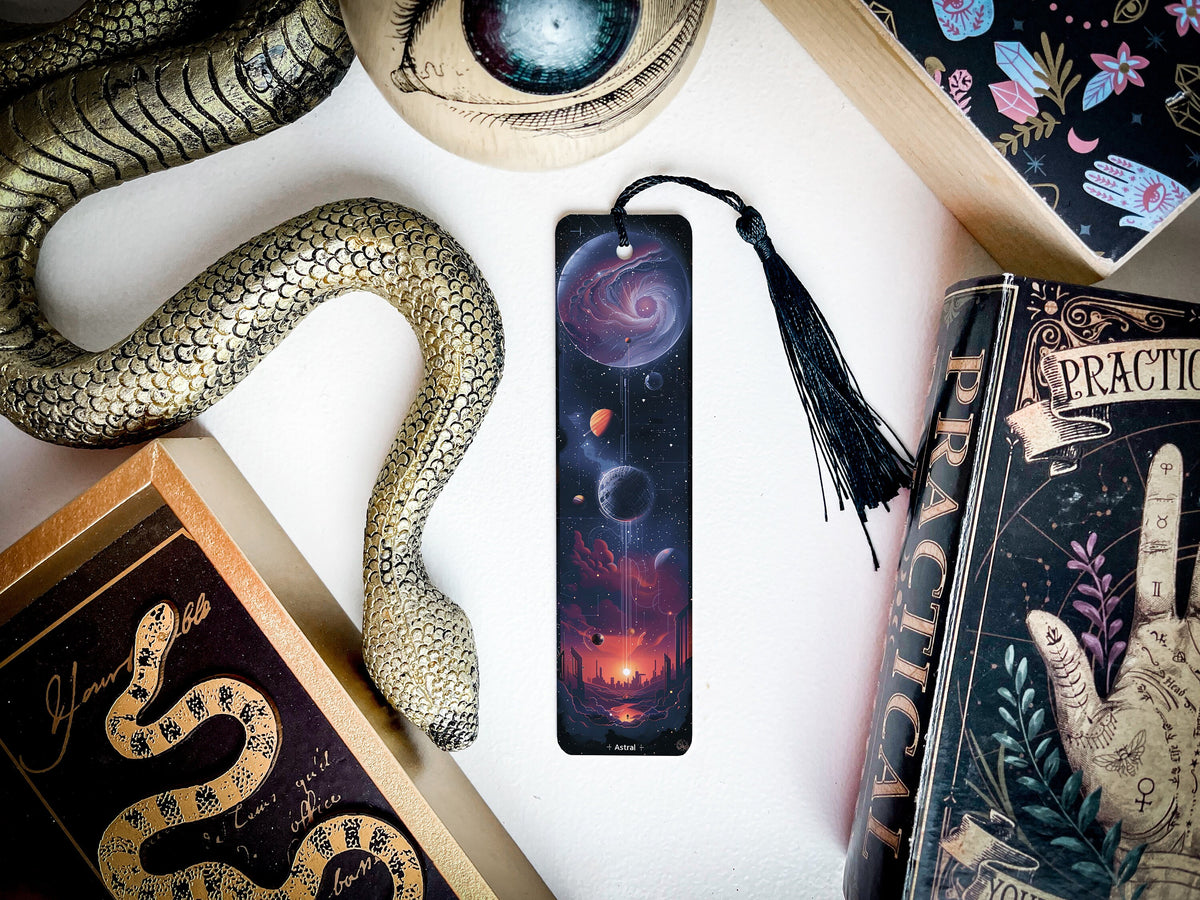 Astral Sci-Fi Metal Bookmark, Space-Themed Reading Accessory, Unique Book Lover Gift, Outer Space Bookmark, Galaxy Design Book Marker — photo 1
