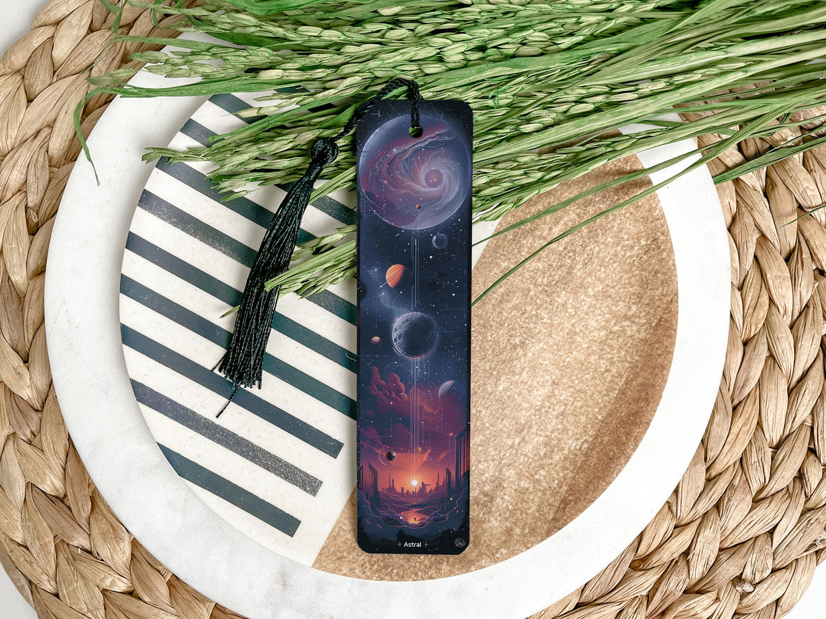 Astral Sci-Fi Metal Bookmark, Space-Themed Reading Accessory, Unique Book Lover Gift, Outer Space Bookmark, Galaxy Design Book Marker — photo 3