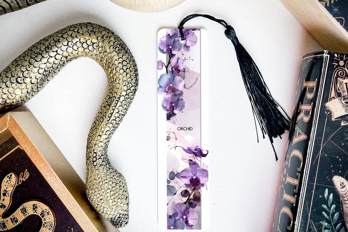 Orchid Bookmark, Floral-Themed Bookmark, Metal Bookmark, Elegant Bookmark, Reading Accessory — photo 1
