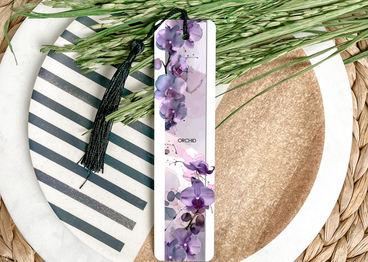 Orchid Bookmark, Floral-Themed Bookmark, Metal Bookmark, Elegant Bookmark, Reading Accessory — photo 2
