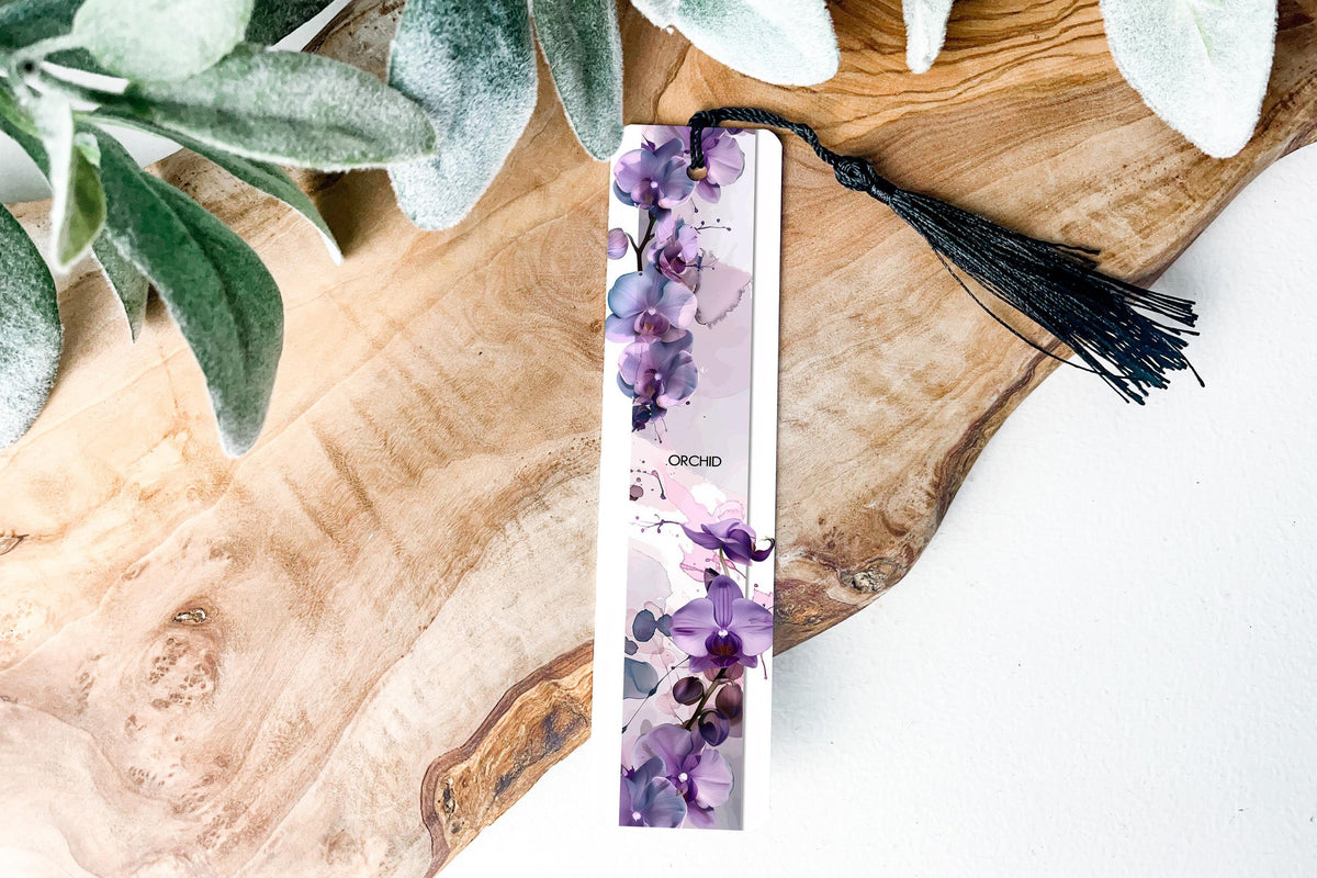 Orchid Bookmark, Floral-Themed Bookmark, Metal Bookmark, Elegant Bookmark, Reading Accessory — photo 3