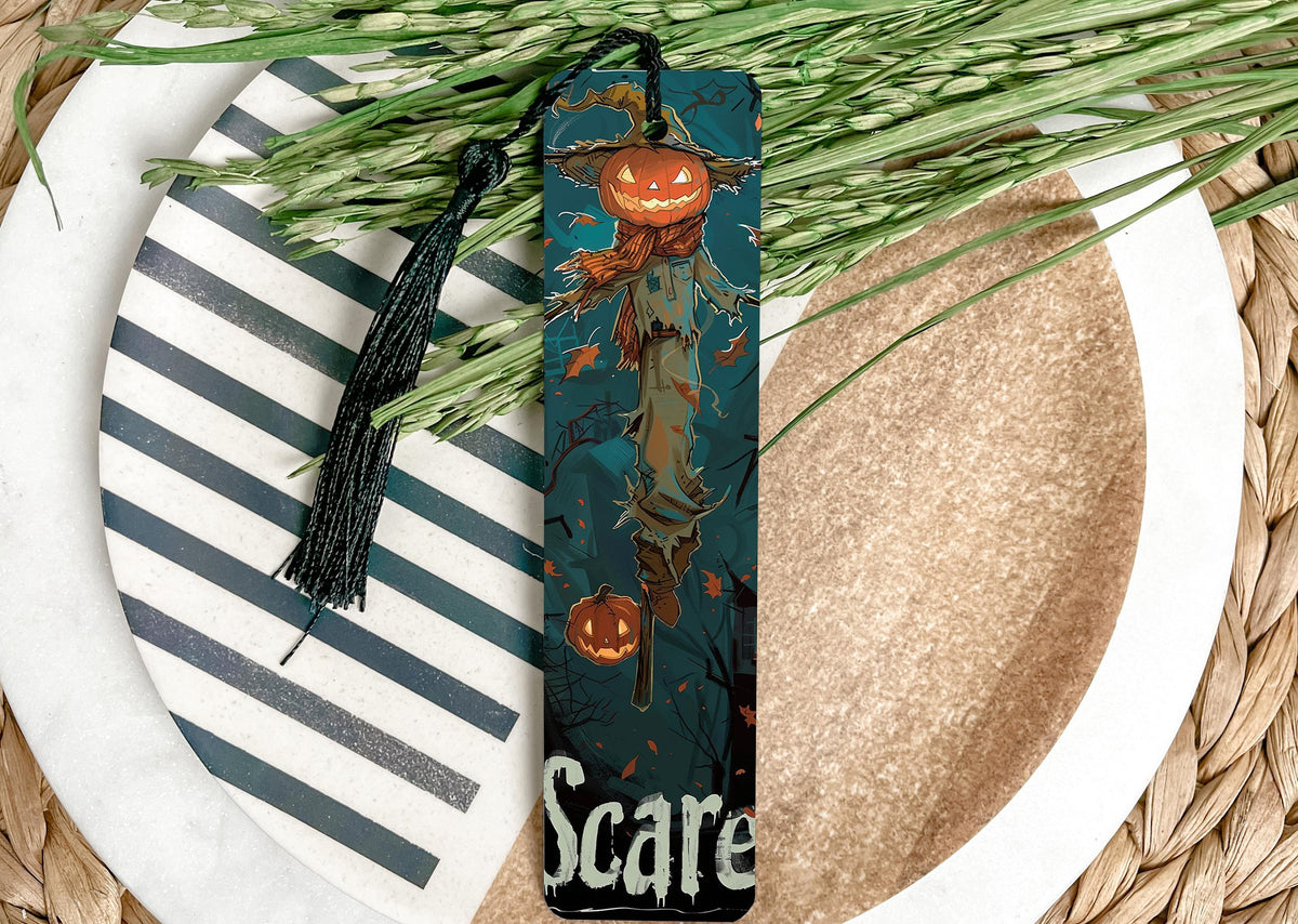 Metal Bookmark, Halloween Theme, Scarecrow Design, Scare Text, Durable Bookmark — photo 1