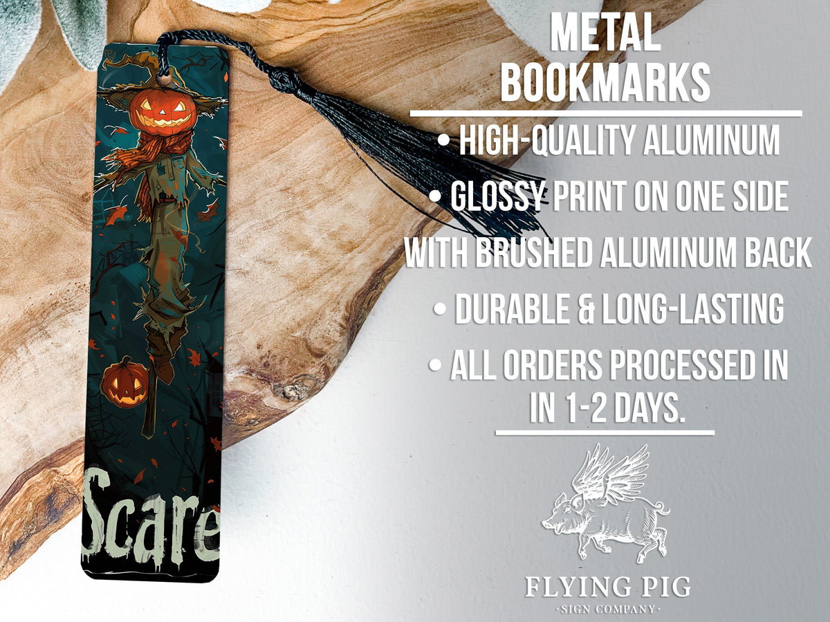 Metal Bookmark, Halloween Theme, Scarecrow Design, Scare Text, Durable Bookmark — photo 4