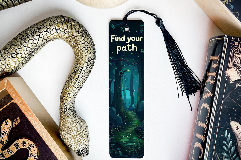 Forest Scene Metal Bookmark, Find Your Path, Book Lover Gift, Nature Inspired, Unique Reading Accessory — photo 1