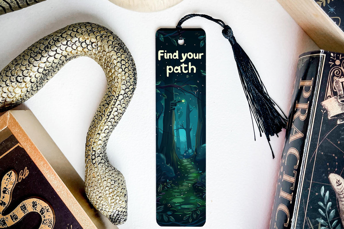 Forest Scene Metal Bookmark, Find Your Path, Book Lover Gift, Nature Inspired, Unique Reading Accessory — photo 1