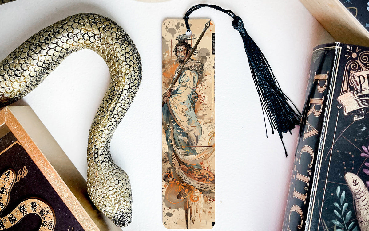 Izanagi Creator God Bookmark, Japanese Deity, Spear & Symbols, Metal Bookmark, Unique Gift Idea — photo 1