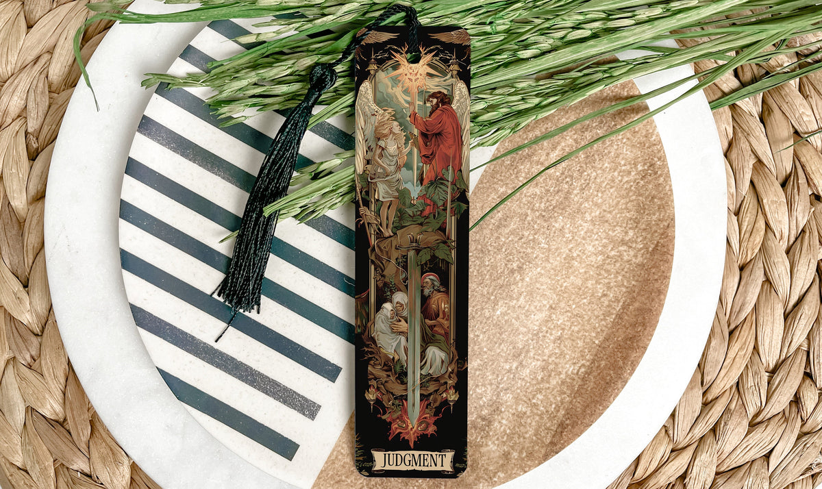 Judgment Tarot Card Bookmark, Angel Design, Resurrecting Figures, Metal Bookmark, Tarot Reader Gift — photo 3