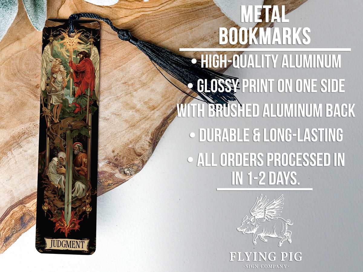 Judgment Tarot Card Bookmark, Angel Design, Resurrecting Figures, Metal Bookmark, Tarot Reader Gift — photo 4