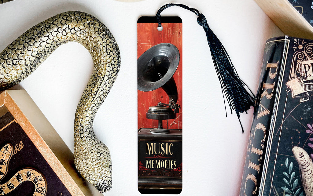 Vintage Phonograph Bookmark, Music Memories, Antique Record Player, Unique Book Accessory, Retro Gift Idea — photo 1