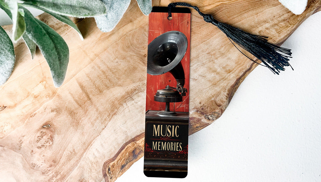 Vintage Phonograph Bookmark, Music Memories, Antique Record Player, Unique Book Accessory, Retro Gift Idea — photo 2