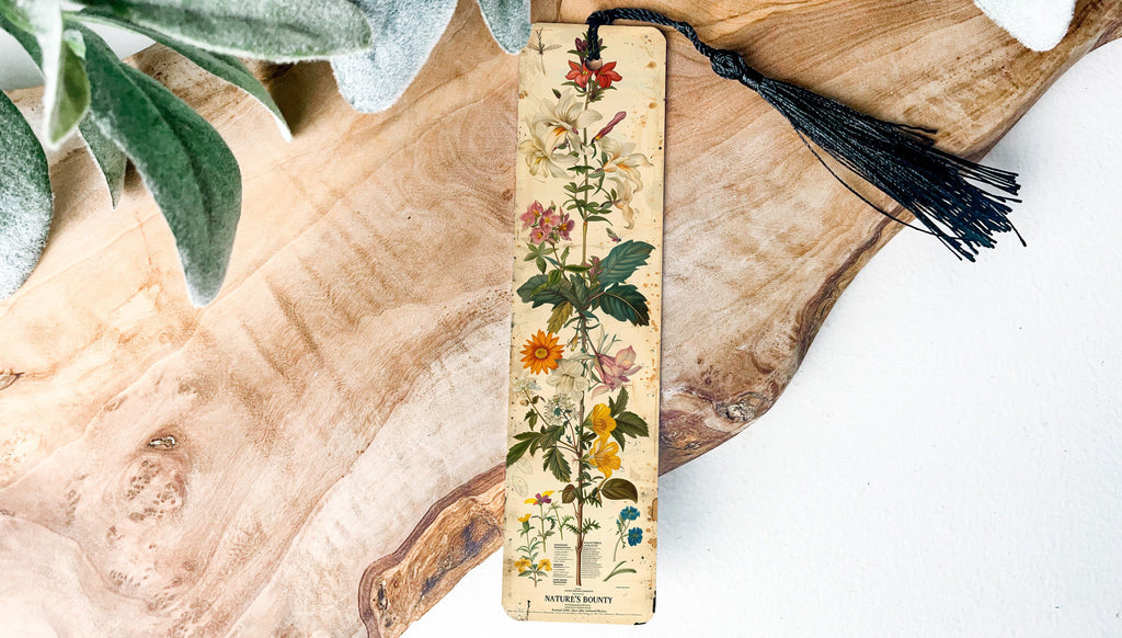 Vintage Botanical Print Bookmark, Nature's Bounty, Metal Bookmark, Art Collectible, Unique Gift Idea — photo 1
