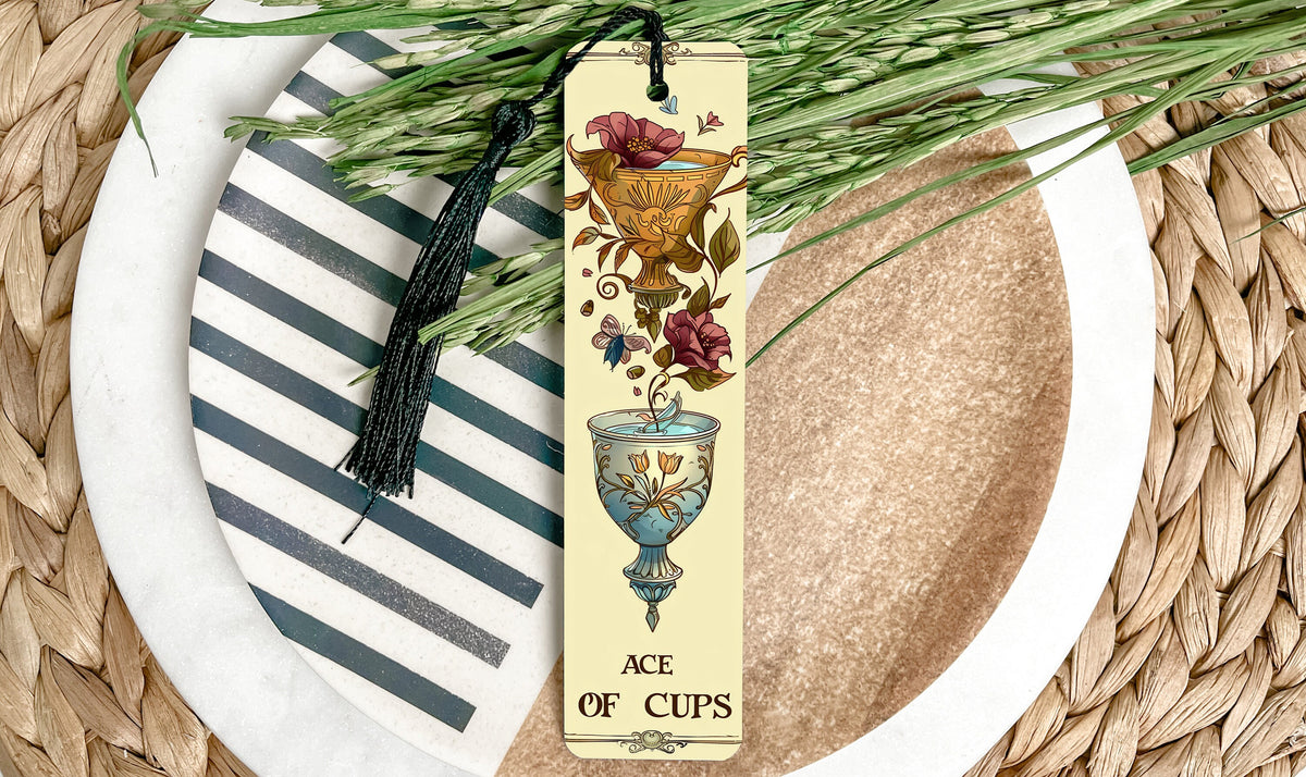 Ace of Cups Tarot Bookmark, Metal Bookmark, Tarot Card Design, Spiritual Reading Accessory, Unique Gift Idea — photo 1