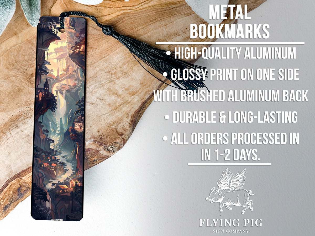 Hidden Valley Metal Bookmark, Mystical Valley, Unique Book Accessory, Artisan Crafted, Collector's Item — photo 4