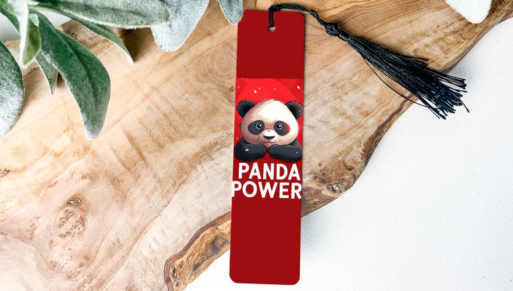 Panda Power Illustration, Cute Panda Bookmark, Metal Bookmark, Artistic Bookmark, Unique Bookmark — photo 1