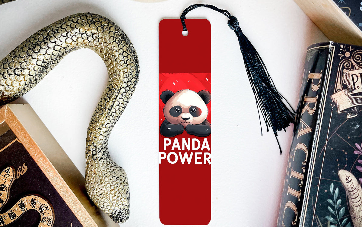 Panda Power Illustration, Cute Panda Bookmark, Metal Bookmark, Artistic Bookmark, Unique Bookmark — photo 3