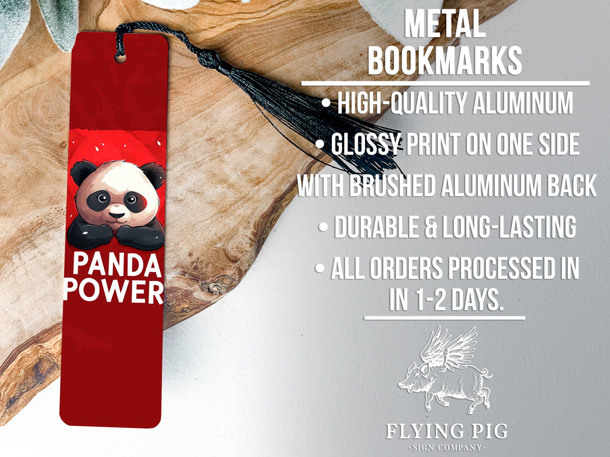 Panda Power Illustration, Cute Panda Bookmark, Metal Bookmark, Artistic Bookmark, Unique Bookmark — photo 4