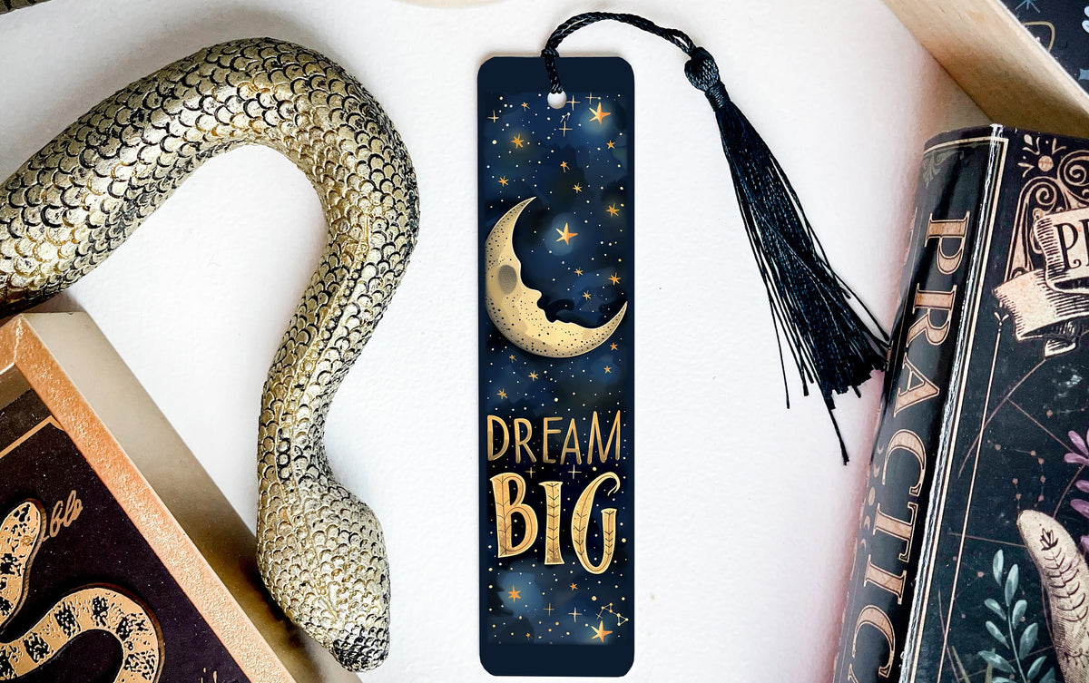 Dream Big Celestial Bookmark, Moon and Stars Design, Metal Bookmark, , Book Lover Gift — photo 2