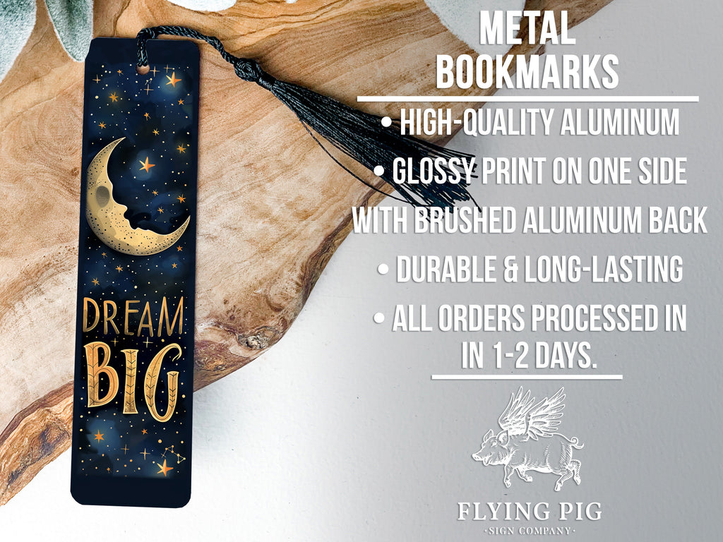 Dream Big Celestial Bookmark, Moon and Stars Design, Metal Bookmark, , Book Lover Gift — photo 4