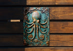Vintage Style Tin Sign, Antique Squid Automaton, Pool Gear Decor, Tentacle Motif, Verdigris Copper — photo 2