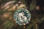 Koala Ceramic Ornament, Eucalyptus Wreath Design, Cute Doodle Decor, Sleeping Koala Gift, Holiday Home Accent — photo 2