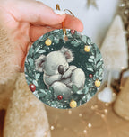 Koala Ceramic Ornament, Eucalyptus Wreath Design, Cute Doodle Decor, Sleeping Koala Gift, Holiday Home Accent — photo 3