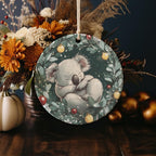 Koala Ceramic Ornament, Eucalyptus Wreath Design, Cute Doodle Decor, Sleeping Koala Gift, Holiday Home Accent — photo 4