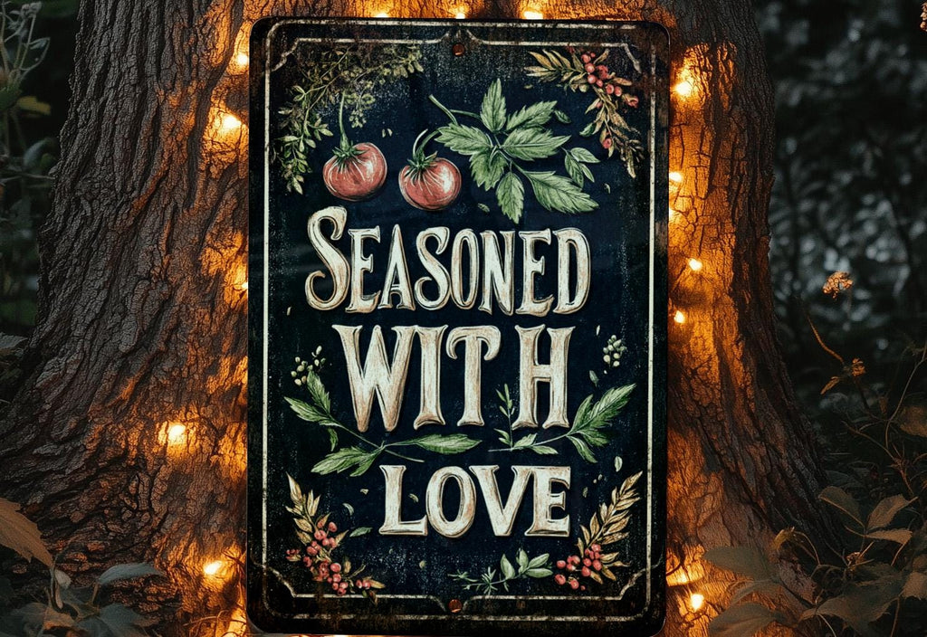 Rustic Kitchen Decor, Herbs and Spices Metal Sign, Seasoned with Love Wall Art, Vintage Kitchen Sign, Farmhouse Decor Essentials — photo 4