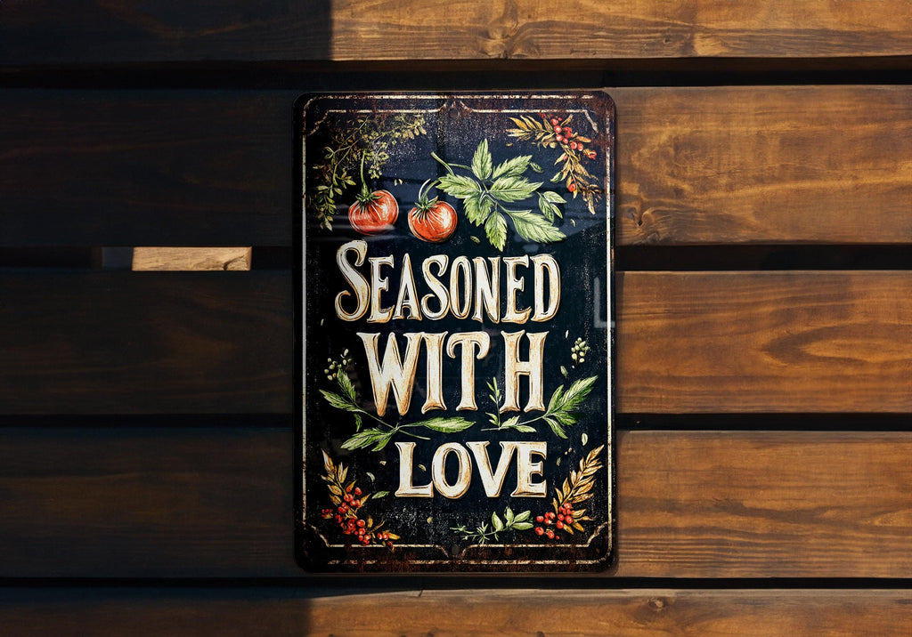 Rustic Kitchen Decor, Herbs and Spices Metal Sign, Seasoned with Love Wall Art, Vintage Kitchen Sign, Farmhouse Decor Essentials — photo 5