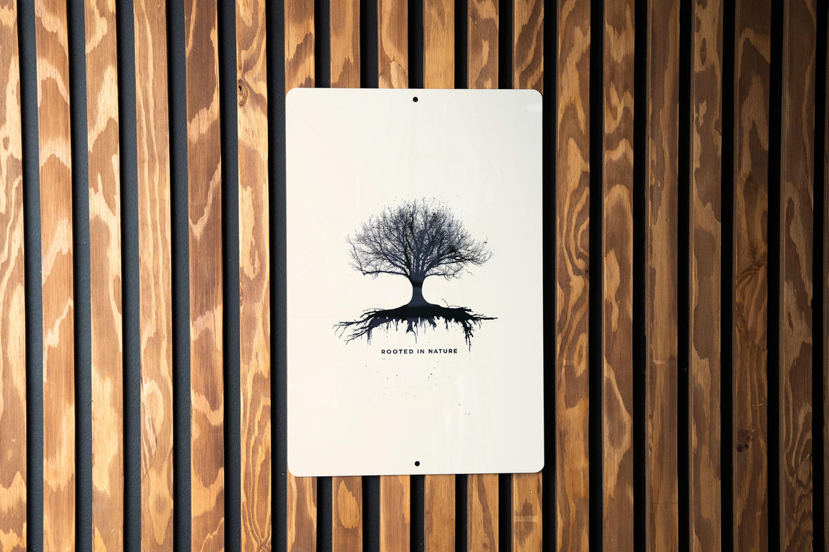 Metal Sign Rooted in Nature, Minimalist Tree Silhouette, Nature-Inspired Decor, Metal Wall Art, Home Decoration — photo 1