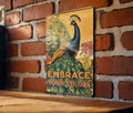 Peacock Metal Sign, Vintage Wall Art, Colorful Home Decor, Floral Tapestry Sign, Inspirational Wall Hanging, Bold Colors Decor — photo 1