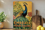 Peacock Metal Sign, Vintage Wall Art, Colorful Home Decor, Floral Tapestry Sign, Inspirational Wall Hanging, Bold Colors Decor — photo 2