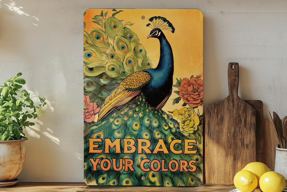 Peacock Metal Sign, Vintage Wall Art, Colorful Home Decor, Floral Tapestry Sign, Inspirational Wall Hanging, Bold Colors Decor — photo 2