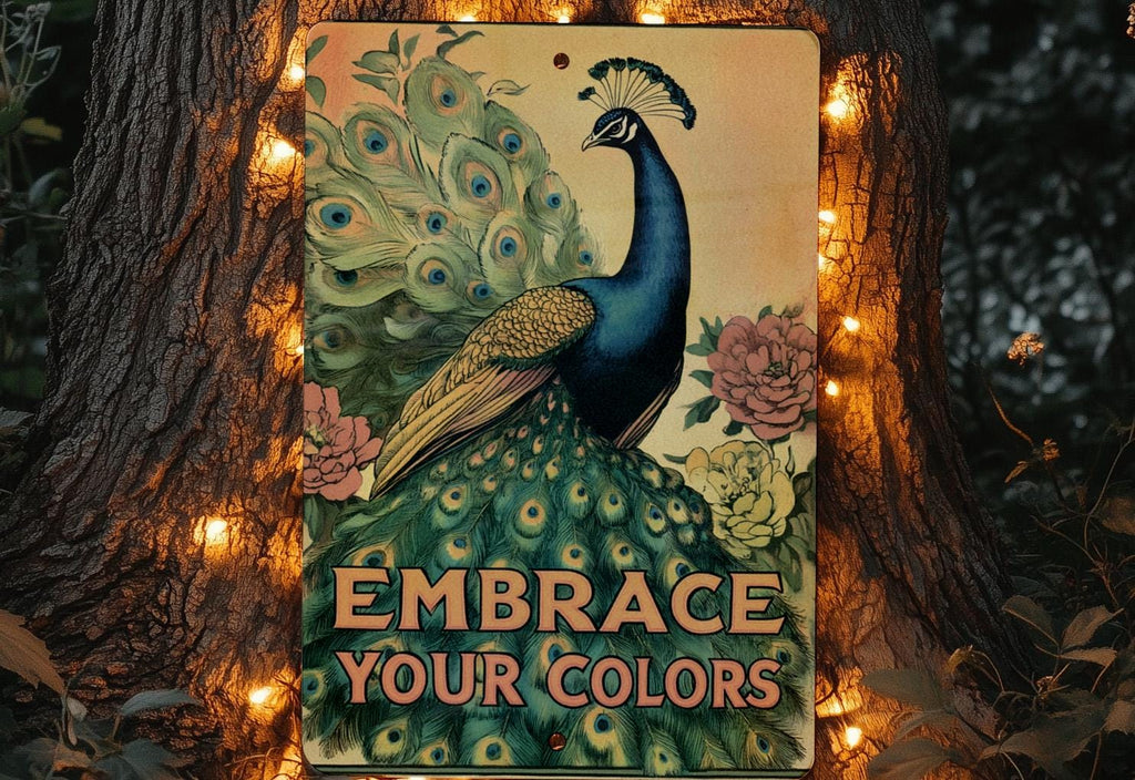 Peacock Metal Sign, Vintage Wall Art, Colorful Home Decor, Floral Tapestry Sign, Inspirational Wall Hanging, Bold Colors Decor — photo 3