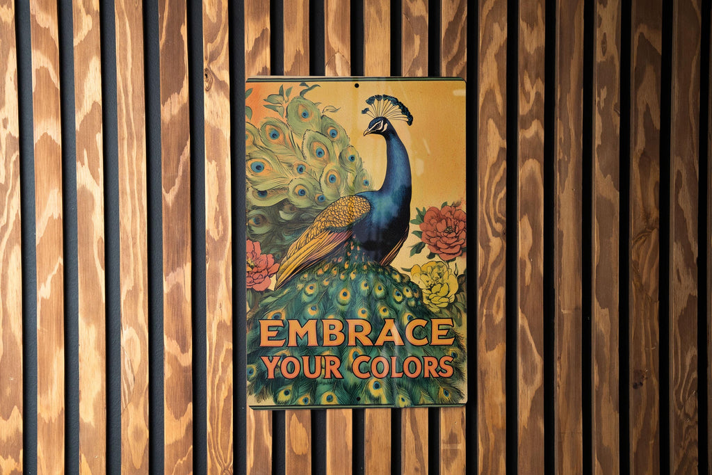 Peacock Metal Sign, Vintage Wall Art, Colorful Home Decor, Floral Tapestry Sign, Inspirational Wall Hanging, Bold Colors Decor — photo 4