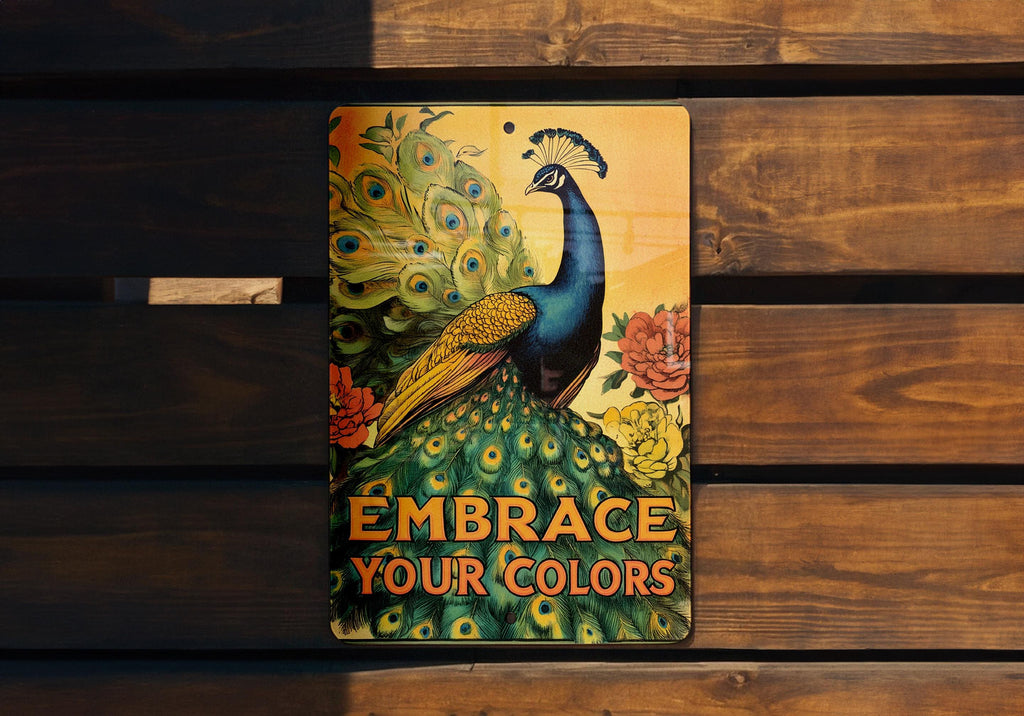 Peacock Metal Sign, Vintage Wall Art, Colorful Home Decor, Floral Tapestry Sign, Inspirational Wall Hanging, Bold Colors Decor — photo 5