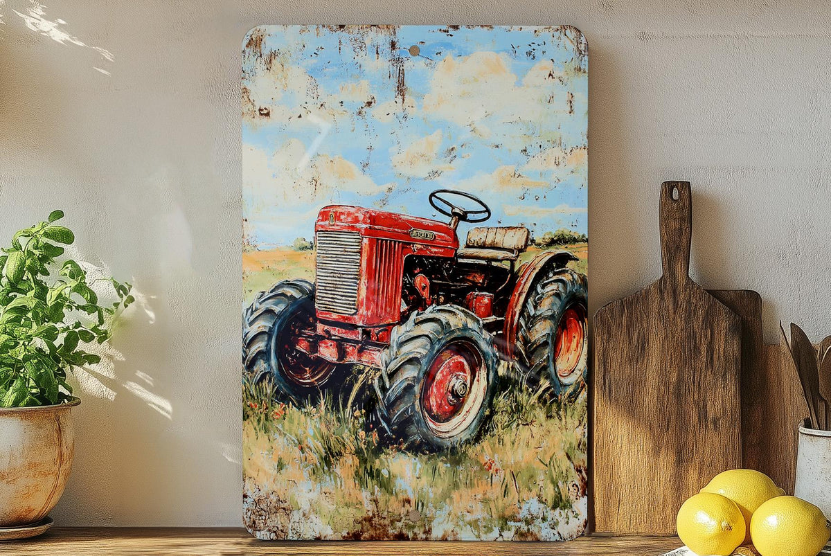 Vintage Style Tin Sign, Farmhouse Wall Decor, Rustic Metal Sign, Hand-Painted Tractor Art, Farm-Themed Decor, Country Home Decor — photo 4