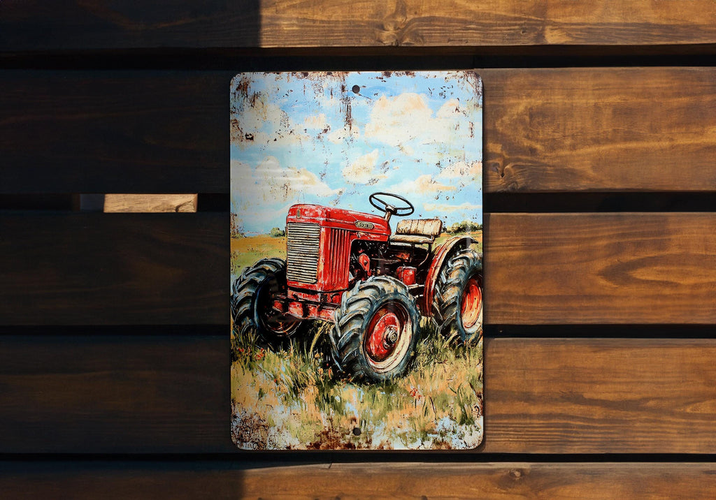 Vintage Style Tin Sign, Farmhouse Wall Decor, Rustic Metal Sign, Hand-Painted Tractor Art, Farm-Themed Decor, Country Home Decor — photo 5