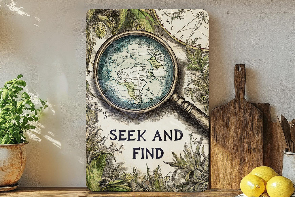 Discoverys Embrace Metal Sign, Vintage Map Decor, Adventure Wall Art, Seek and Find Sign, Nature Inspired Home Decor, Gift for Explorers — photo 2