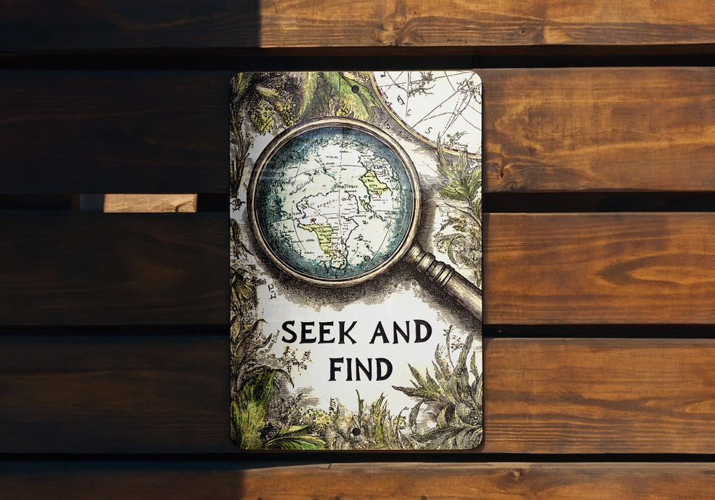 Discoverys Embrace Metal Sign, Vintage Map Decor, Adventure Wall Art, Seek and Find Sign, Nature Inspired Home Decor, Gift for Explorers — photo 5