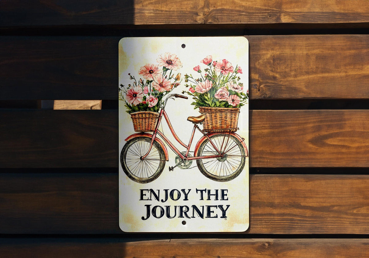 Blossom-Pedaled Wanderlust Metal Sign, Vintage Bicycle Decor, Pink Floral Wall Art, Rustic Home Sign, Metal Wall Decor, Inspirational Gift — photo 5