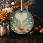 Whimsical Ceramic Ornament, Steaming Teapot Design, Heart Shape Cups, Circular Ornament, Unique Gift Idea — photo 4