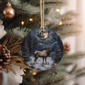 Majestic Elk Ceramic Ornament, Snowy Meadow Decor, Full Moon Art, Wildlife Painting, Circular Design Ornament — photo 1