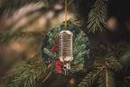 Retro Microphone Ceramic Ornament, Holiday Caroling Decor, Circular Design Gift, Vintage Style Decoration, Christmas Tree Accessory — photo 2