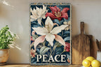 Metal Sign Art Nouveau, Floral Border Design, Peace Text Decor, Vintage Style Sign, Home Decoration Idea — photo 1