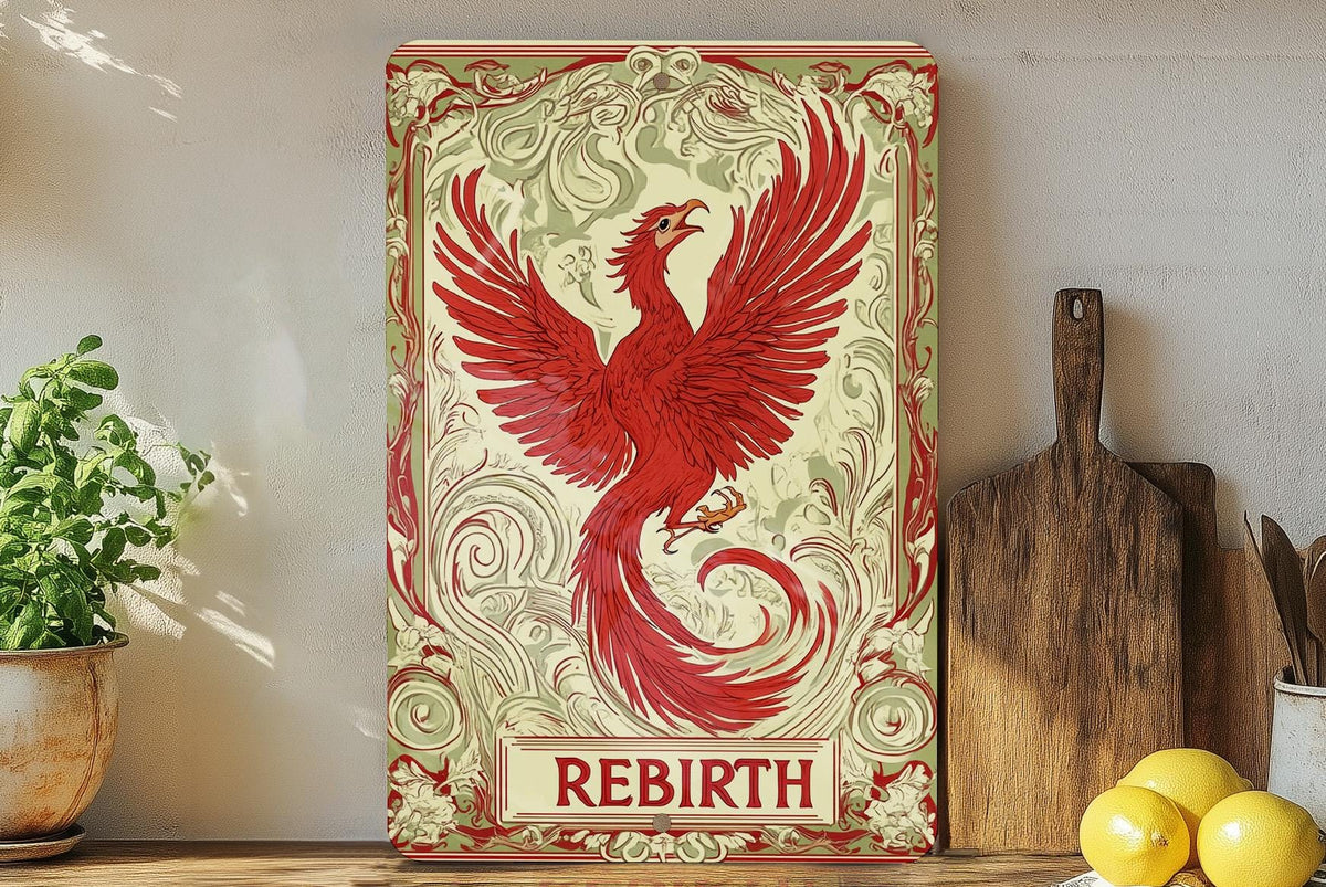 Art Nouveau Phoenix Rising Metal Sign, Rebirth Decor, Wall Art, Home Decoration, Vintage Sign — photo 1