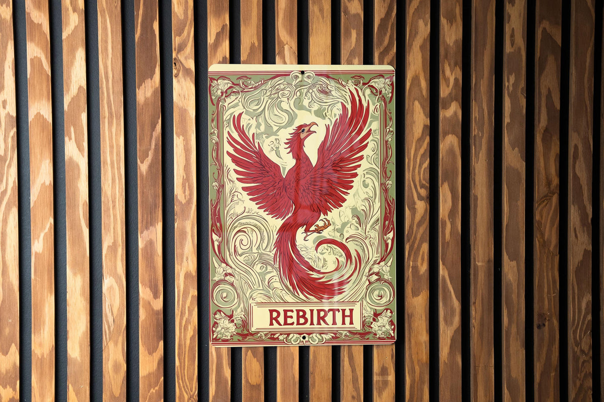 Art Nouveau Phoenix Rising Metal Sign, Rebirth Decor, Wall Art, Home Decoration, Vintage Sign — photo 2
