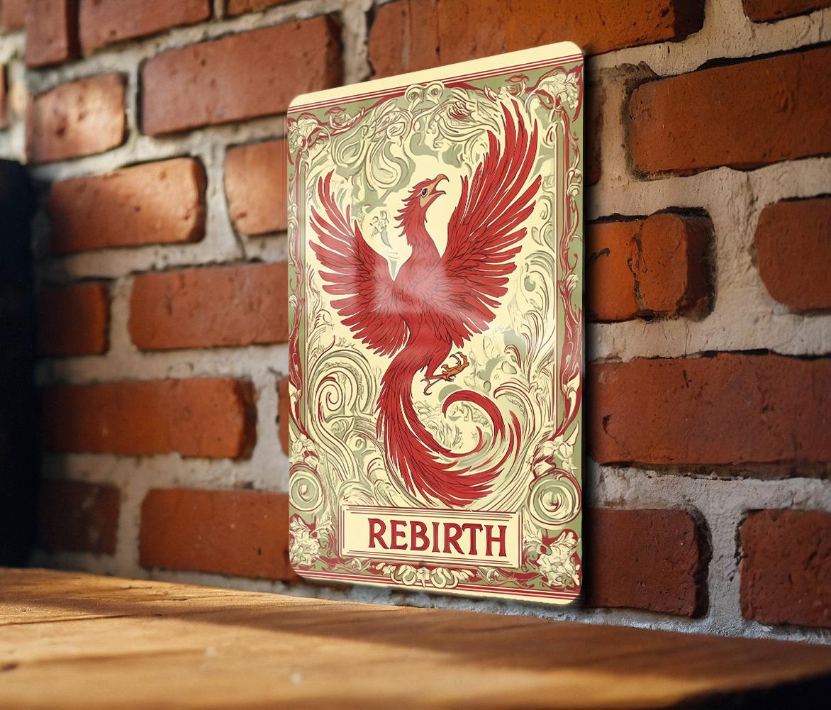 Art Nouveau Phoenix Rising Metal Sign, Rebirth Decor, Wall Art, Home Decoration, Vintage Sign — photo 3