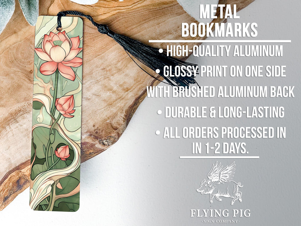 Whispering Lotus Elegance Metal Bookmark, Soft Pink Petals, Pastel Greens Bookmark, Nature-Inspired Bookmark, Elegant Metal Bookmark — photo 3
